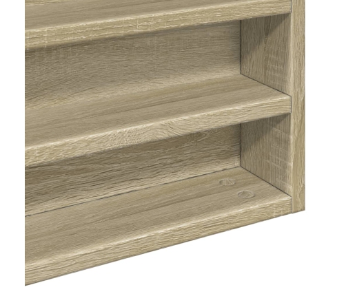 vidaXL vitrīnas skapis, ozola krāsa, 100x8,5x75 cm, inženierijas koks