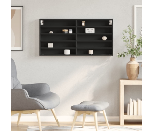 vidaXL vitrīnas skapis, melns, 100x8,5x50 cm, konstruēts koks