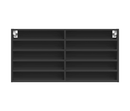 vidaXL vitrīnas skapis, melns, 100x8,5x50 cm, konstruēts koks