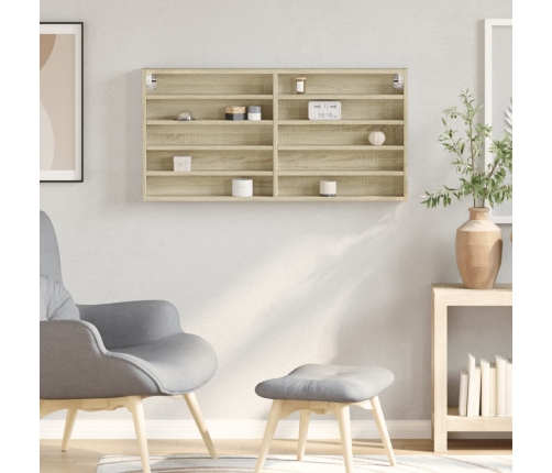 vidaXL vitrīna, ozolkoka krāsā, 100x8,5x50 cm, skaidu plāksne