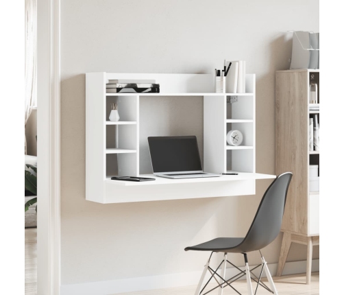 vidaXL sienas rakstāmgalds, balts, 105x48x75 cm, inženierijas koks