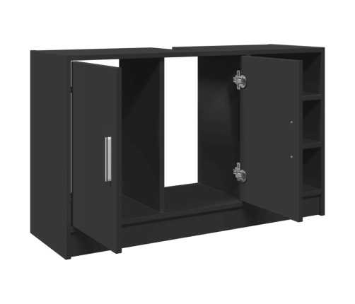 vidaXL izlietnes skapītis, melns, 90x29x55 cm, inženierijas koks