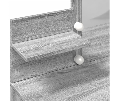 vidaXL spoguļgaldiņš ar LED, pelēka ozolkoka krāsa, 100x40x130 cm