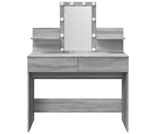 vidaXL spoguļgaldiņš ar LED, pelēka ozolkoka krāsa, 100x40x130 cm