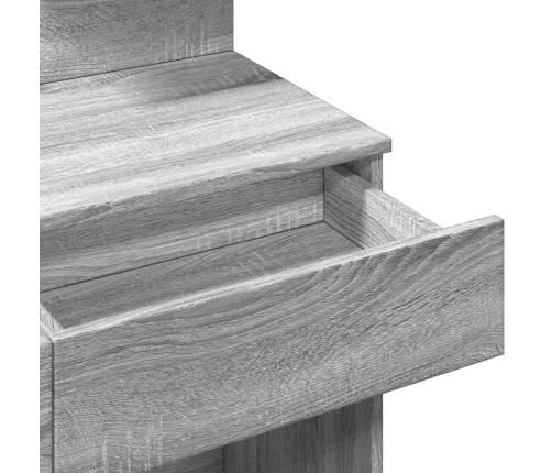 vidaXL spoguļgaldiņš ar LED, pelēka ozolkoka krāsa, 100x40x130 cm