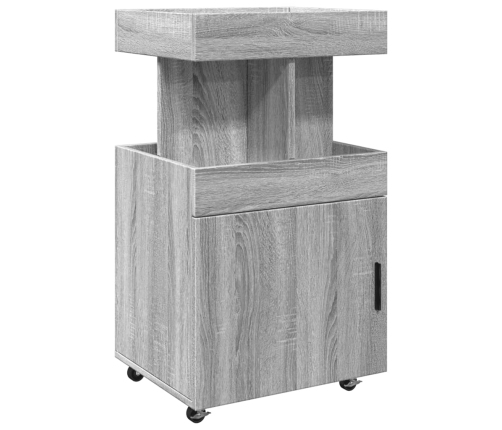 vidaXL bāra ratiņi, pelēka ozola, 50x41x89 cm, inženierijas koks