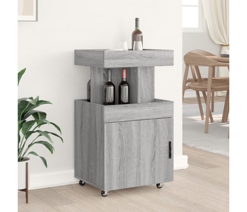 vidaXL bāra ratiņi, pelēka ozola, 50x41x89 cm, inženierijas koks