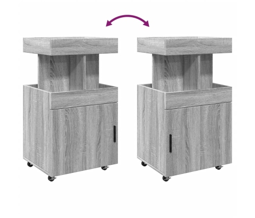 vidaXL bāra ratiņi, pelēka ozola, 50x41x89 cm, inženierijas koks