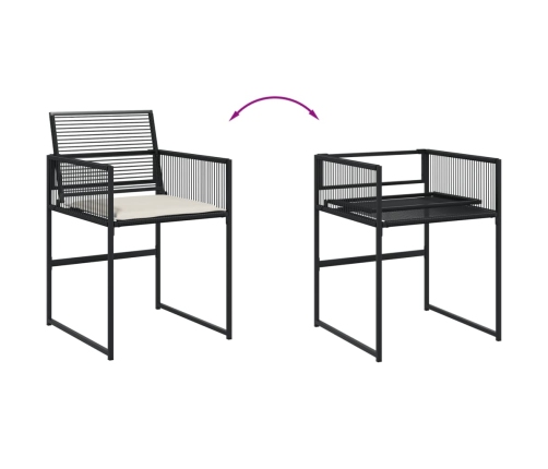 vidaXL 11-daļīgs dārza mēbeļu komplekts, matrači, melna PE rotangpalma