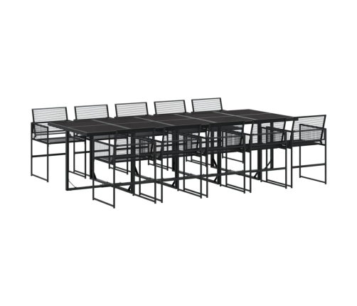 vidaXL 11-daļīgs dārza mēbeļu komplekts, melna PE rotangpalma