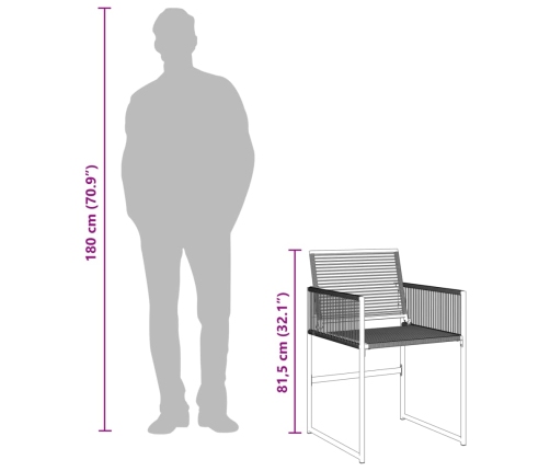 vidaXL 11-daļīgs dārza mēbeļu komplekts, melna PE rotangpalma