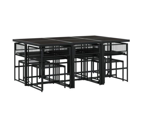 vidaXL 11-daļīgs dārza mēbeļu komplekts, melna PE rotangpalma