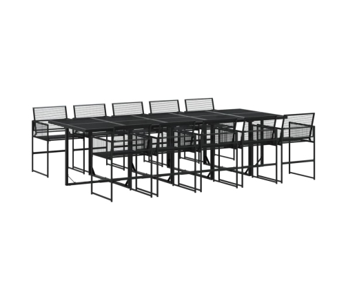 vidaXL 11-daļīgs dārza mēbeļu komplekts, melna PE rotangpalma