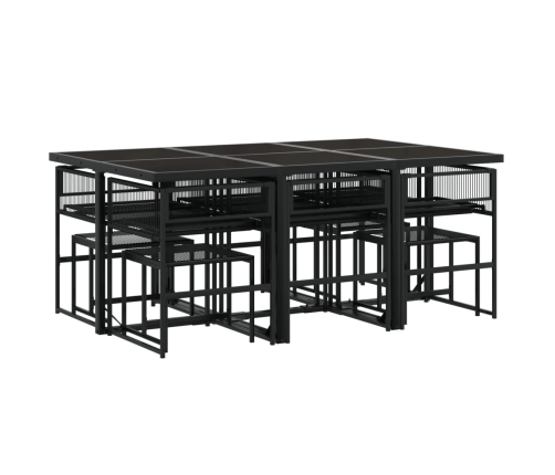 11-Daļīgs Dārza Mēbeļu Komplekts, Melna Pe Rotangpalma Vidaxl