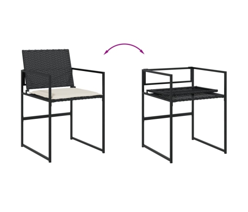 vidaXL 11-daļīgs dārza mēbeļu komplekts, matrači, melna PE rotangpalma