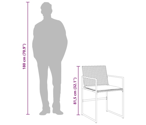 vidaXL 11-daļīgs dārza mēbeļu komplekts, matrači, melna PE rotangpalma