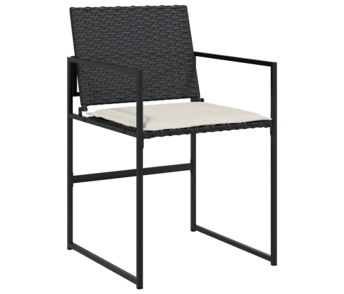 vidaXL 11-daļīgs dārza mēbeļu komplekts, matrači, melna PE rotangpalma