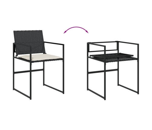 vidaXL 11-daļīgs dārza mēbeļu komplekts, matrači, melna PE rotangpalma