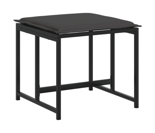 vidaXL 11-daļīgs dārza mēbeļu komplekts ar matračiem, melns tekstilēns