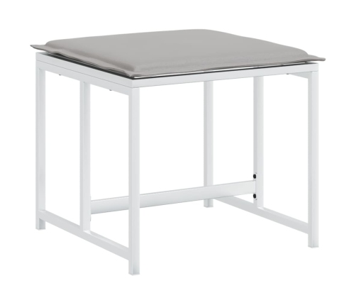 vidaXL 11-daļīgs dārza mēbeļu komplekts ar matračiem, balts tekstilēns