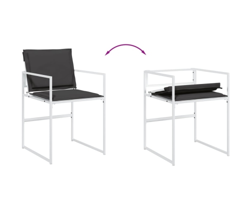 vidaXL 11-daļīgs dārza mēbeļu komplekts ar matračiem, balts tekstilēns