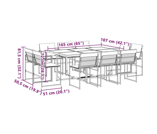 vidaXL 11-daļīgs dārza mēbeļu komplekts ar matračiem, balts tekstilēns