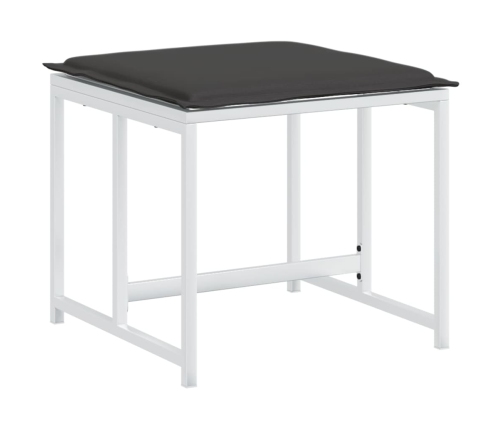 vidaXL 11-daļīgs dārza mēbeļu komplekts ar matračiem, balts tekstilēns