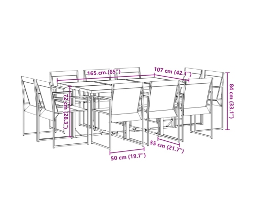 11-Daļīgs Dārza Mēbeļu Komplekts, Melns Tekstilēns Vidaxl