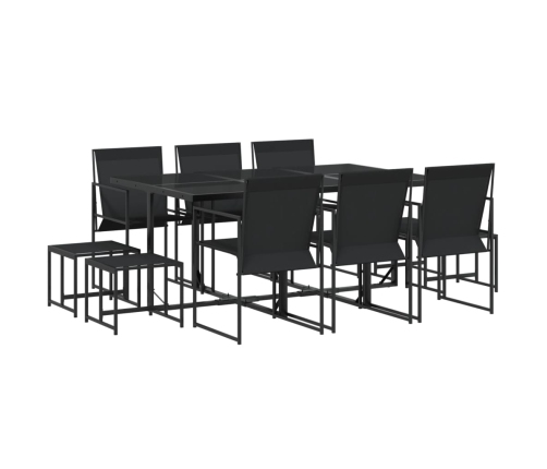 vidaXL 11-daļīgs dārza mēbeļu komplekts, melns tekstilēns