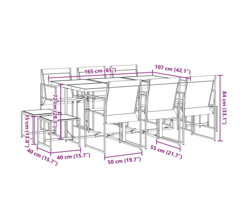 vidaXL 11-daļīgs dārza mēbeļu komplekts, melns tekstilēns