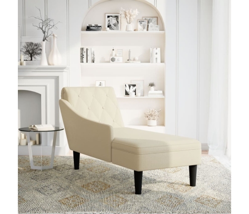 vidaXL zvilnis ar spilveniem un labo roku balstu, krēmkrāsas audums