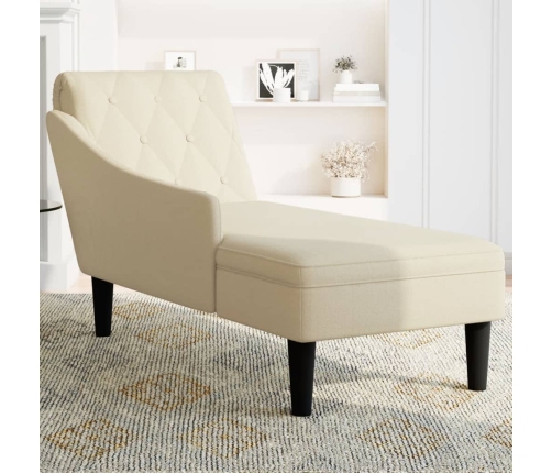 vidaXL zvilnis ar spilveniem un labo roku balstu, krēmkrāsas audums