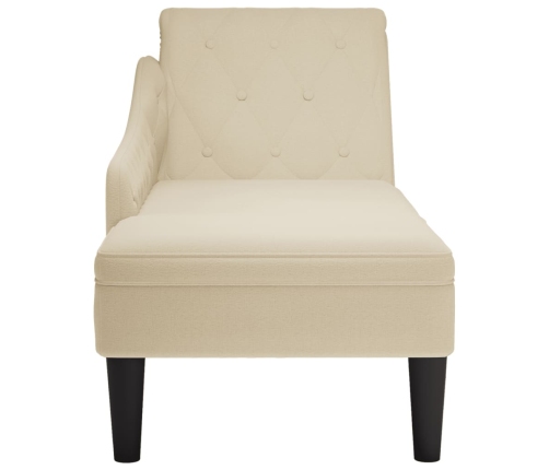 vidaXL zvilnis ar spilveniem un labo roku balstu, krēmkrāsas audums