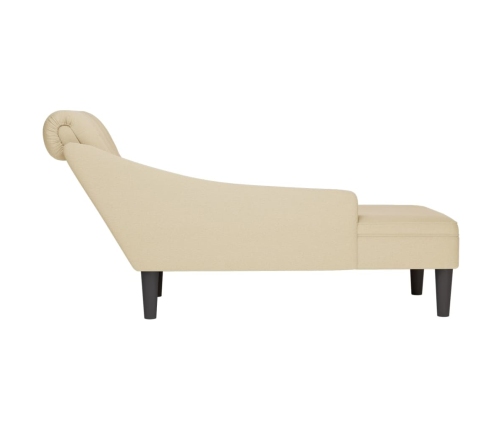 vidaXL zvilnis ar spilveniem un labo roku balstu, krēmkrāsas audums