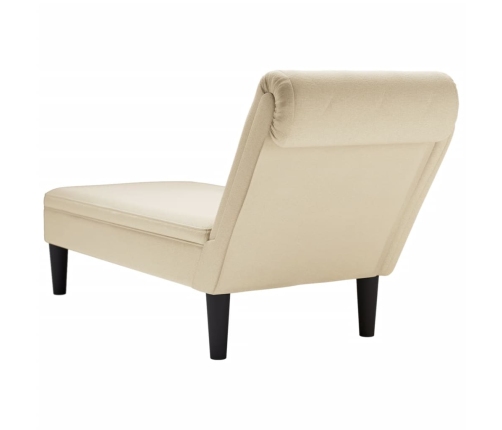 vidaXL zvilnis ar spilveniem un labo roku balstu, krēmkrāsas audums