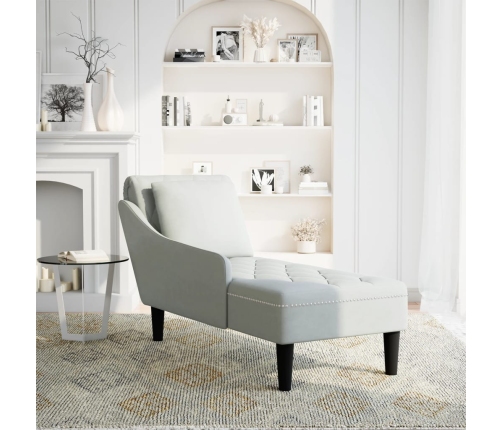 vidaXL zvilnis ar spilveniem un labo roku balstu, gaiši pelēks samts