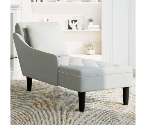 vidaXL zvilnis ar spilveniem un labo roku balstu, gaiši pelēks samts