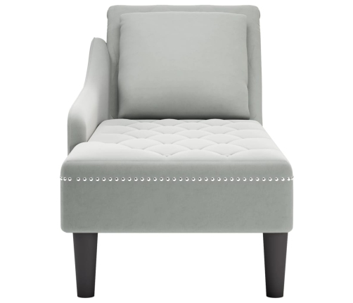 vidaXL zvilnis ar spilveniem un labo roku balstu, gaiši pelēks samts