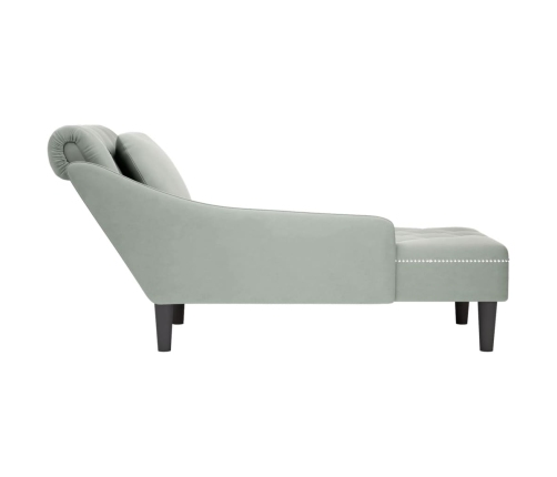 vidaXL zvilnis ar spilveniem un labo roku balstu, gaiši pelēks samts