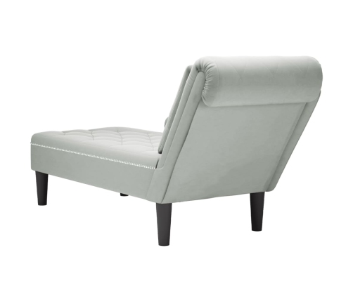 vidaXL zvilnis ar spilveniem un labo roku balstu, gaiši pelēks samts