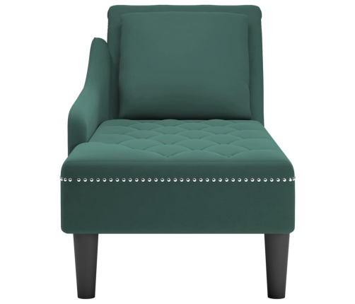 vidaXL zvilnis ar spilveniem un labo roku balstu tumši zaļš samts