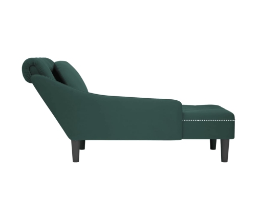 vidaXL zvilnis ar spilveniem un labo roku balstu tumši zaļš samts