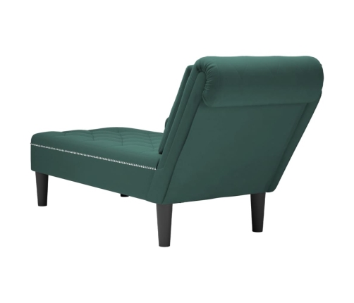 vidaXL zvilnis ar spilveniem un labo roku balstu tumši zaļš samts