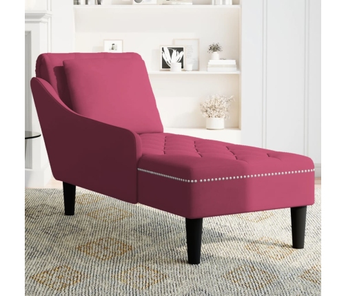 vidaXL zvilnis ar spilveniem un labo roku balstu, vīnsarkans samts