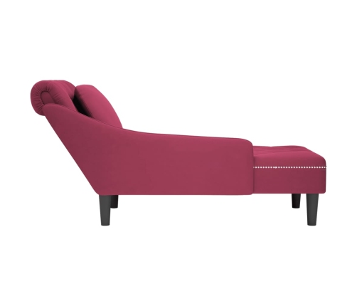 vidaXL zvilnis ar spilveniem un labo roku balstu, vīnsarkans samts