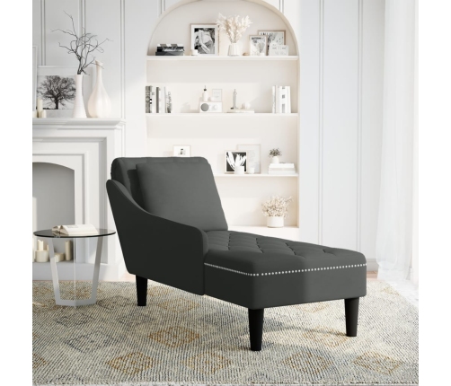 vidaXL zvilnis ar spilveniem un labo roku balstu, melns samts