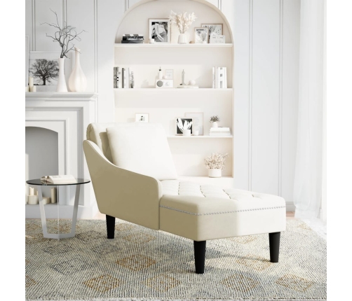 vidaXL zvilnis ar spilveniem un labo roku balstu, krēmkrāsas samts