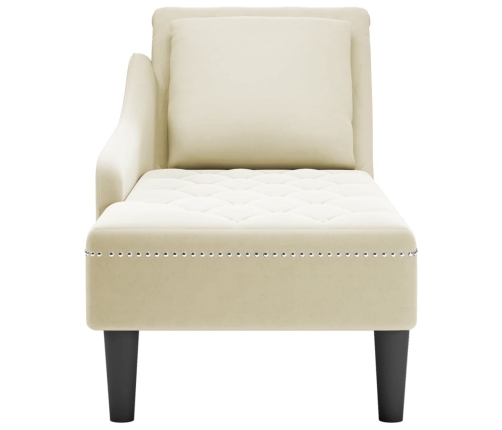 vidaXL zvilnis ar spilveniem un labo roku balstu, krēmkrāsas samts