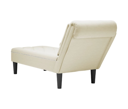 vidaXL zvilnis ar spilveniem un labo roku balstu, krēmkrāsas samts