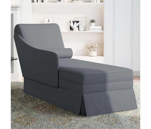 vidaXL zvilnis ar polsteris un labo roku balstu, tumši pelēks samts